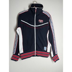 NWT Arena Men's Mark Spitz  Full Zip Jacket Navy-White  Size XS See Description
